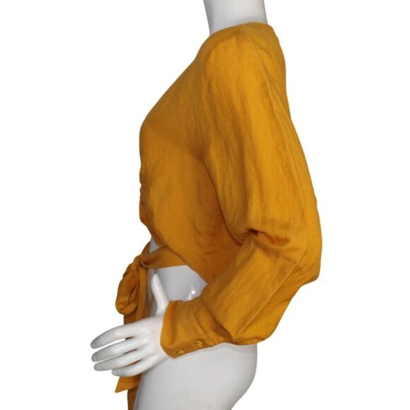 & OTHER STORIES Crop Top, 12, Yellow, Grommet/Strappy, Long Sleeve, V-neck Linen - Picture 12 of 16